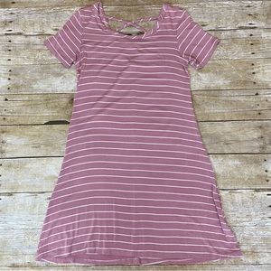 Olivia Rae Mauve Striped T-Shirt Dress | M